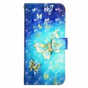 Flip Cover Xiaomi Redmi Note 13 4g Gyldne Sommerfugle