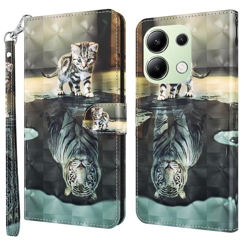 Flip Cover Xiaomi Redmi Note 13 4g Kat Og Tiger Med Rem