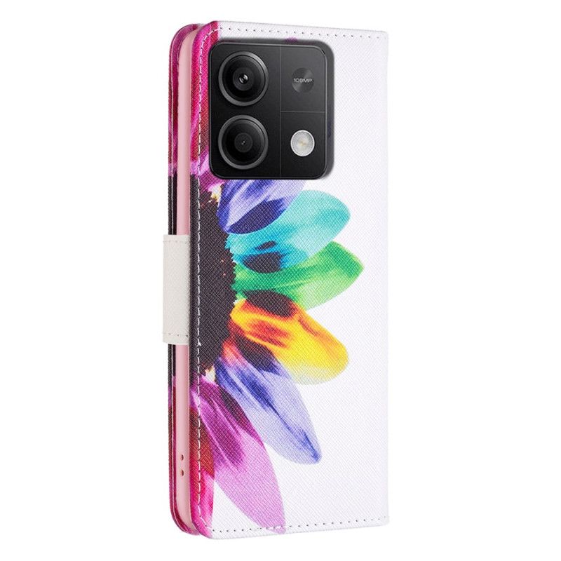 Læder Cover Xiaomi Redmi Note 13 4g Solsikkemønster