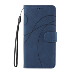 Læder Cover Xiaomi Redmi Note 13 4g Telefon Etui Buede Linier Med Rem