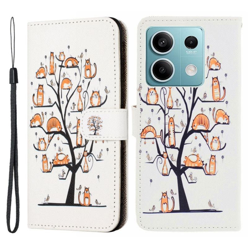 Læder Cover Xiaomi Redmi Note 13 4g Telefon Etui Katte Og Snøretræ