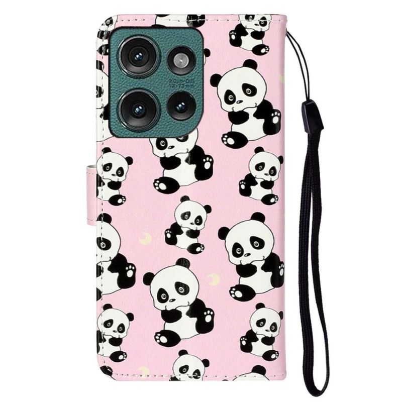 Flip Cover Til Motorola Edge 50 Pandas Premium