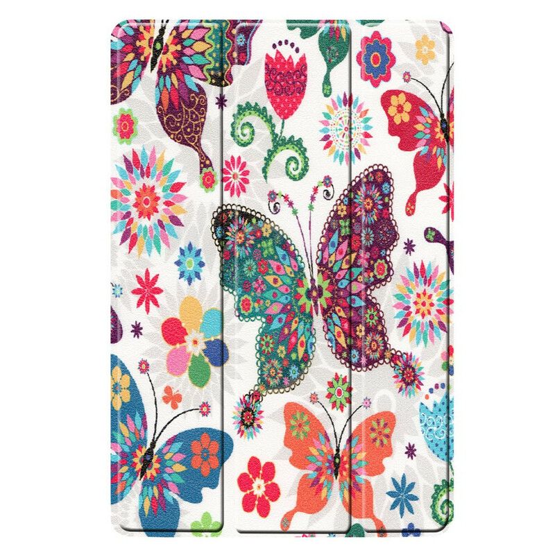 Cover Samsung Galaxy Tab S5e Retro Sommerfugle Og Blomster