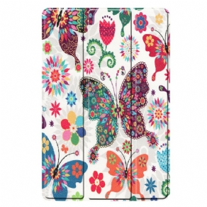 Cover Samsung Galaxy Tab S5e Retro Sommerfugle Og Blomster