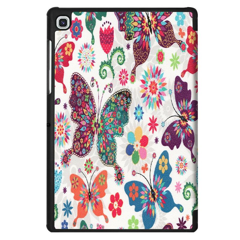 Cover Samsung Galaxy Tab S5e Retro Sommerfugle Og Blomster