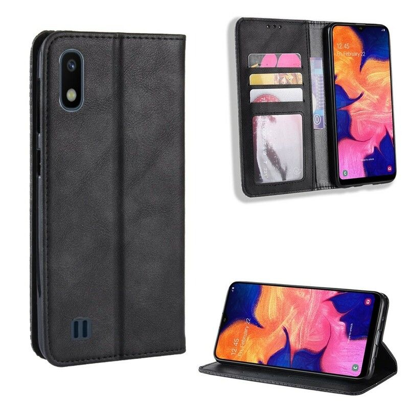 Cover Samsung Galaxy A10 Flip Cover Vintage Stiliseret Lædereffekt