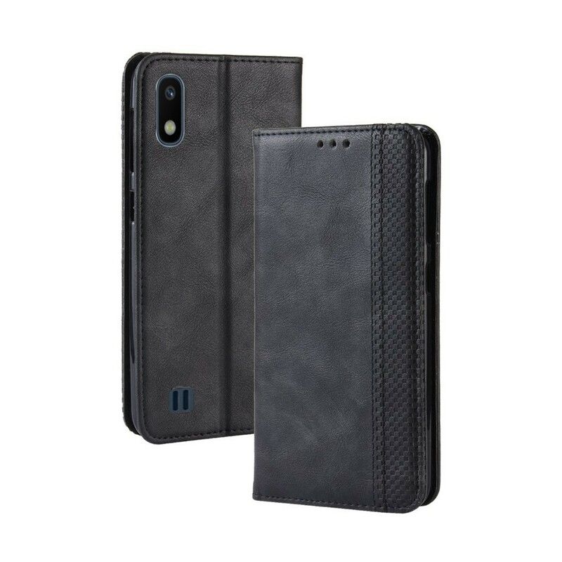 Cover Samsung Galaxy A10 Flip Cover Vintage Stiliseret Lædereffekt