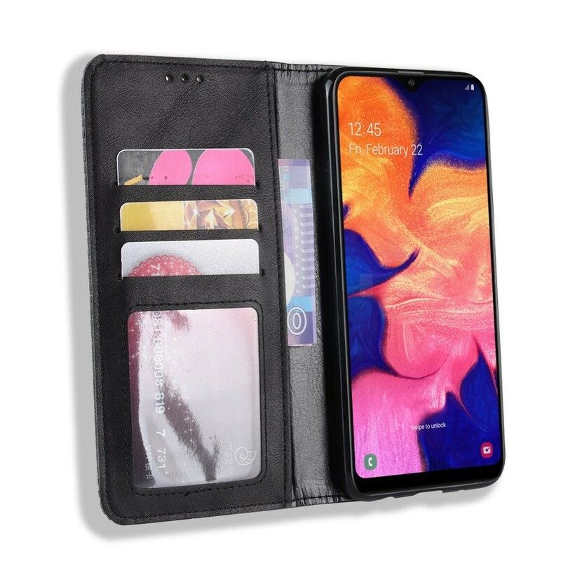 Cover Samsung Galaxy A10 Flip Cover Vintage Stiliseret Lædereffekt