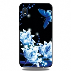 Cover Samsung Galaxy A10 Sommerfugl Og Blå Blomster