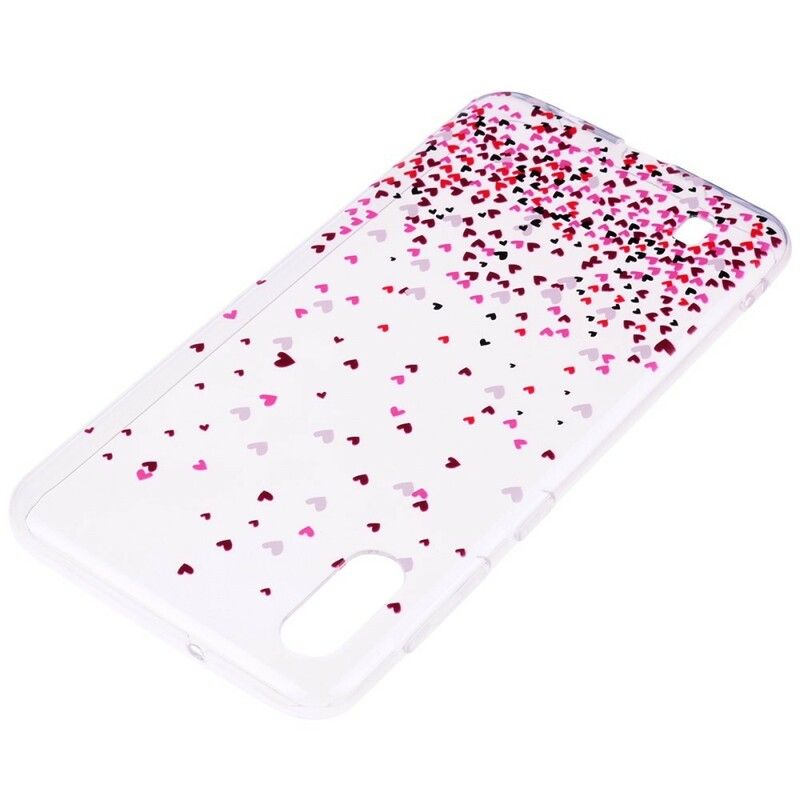 Cover Samsung Galaxy A10 Transparente Flere Røde Hjerter