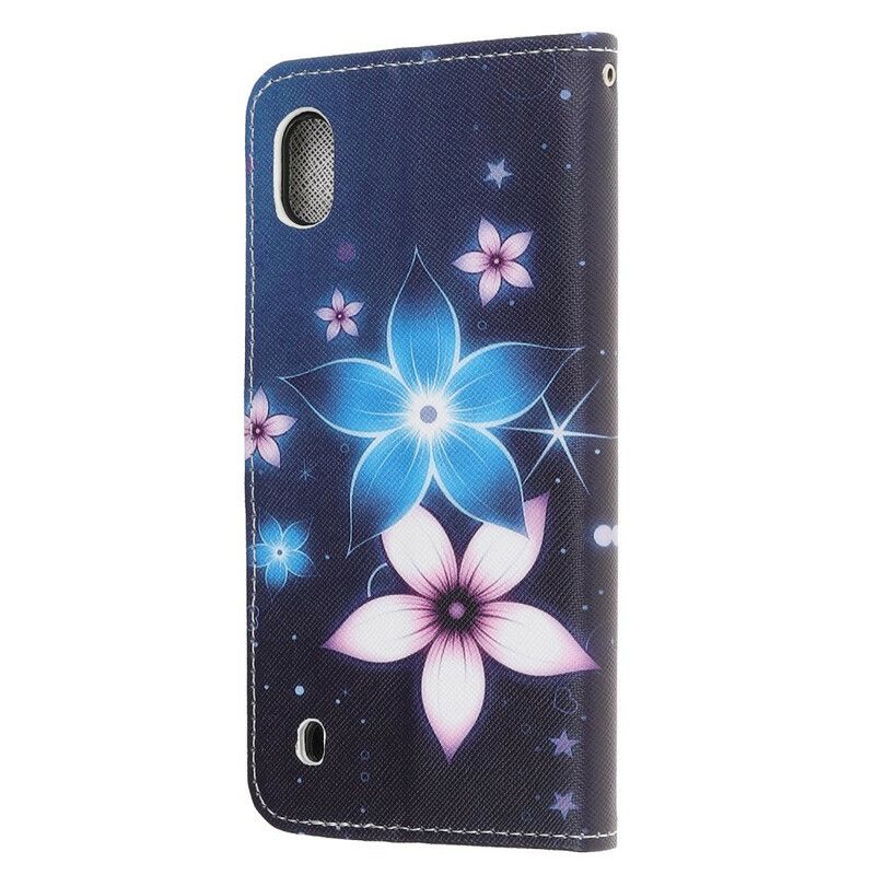 Flip Cover Samsung Galaxy A10 Med Snor Lunar Strap Blomster