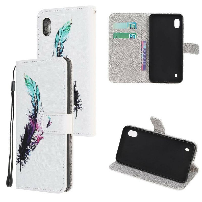 Flip Cover Samsung Galaxy A10 Med Snor Thong Fjer