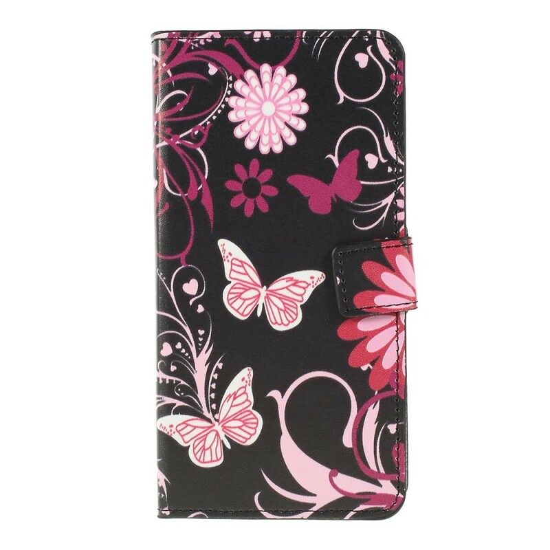 Flip Cover Samsung Galaxy A10 Sommerfugle Og Blomster