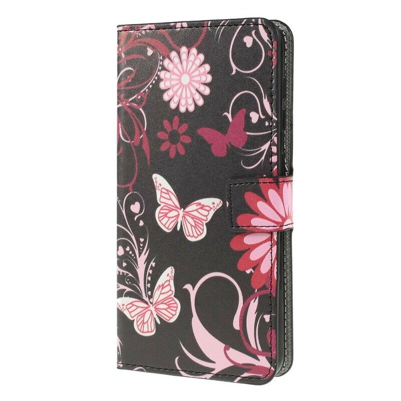 Flip Cover Samsung Galaxy A10 Sommerfugle Og Blomster