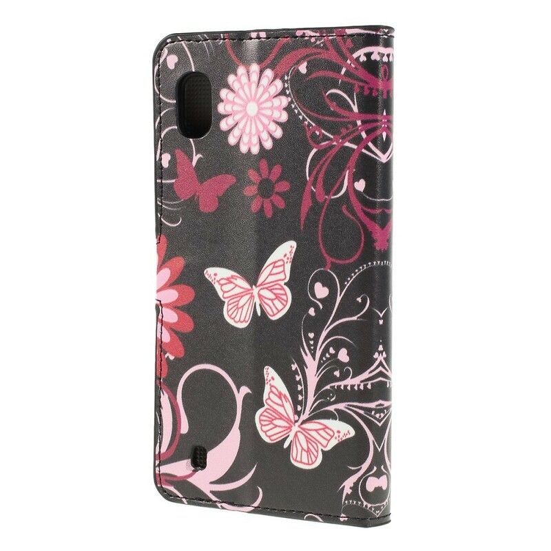 Flip Cover Samsung Galaxy A10 Sommerfugle Og Blomster