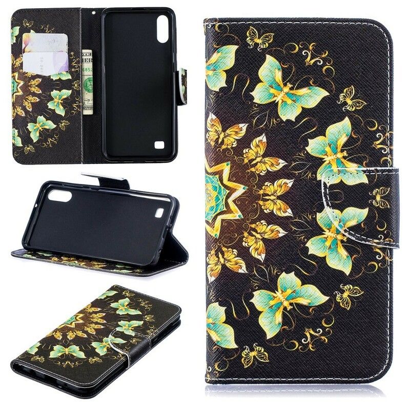 Læder Cover Samsung Galaxy A10 Sommerfuglemandala