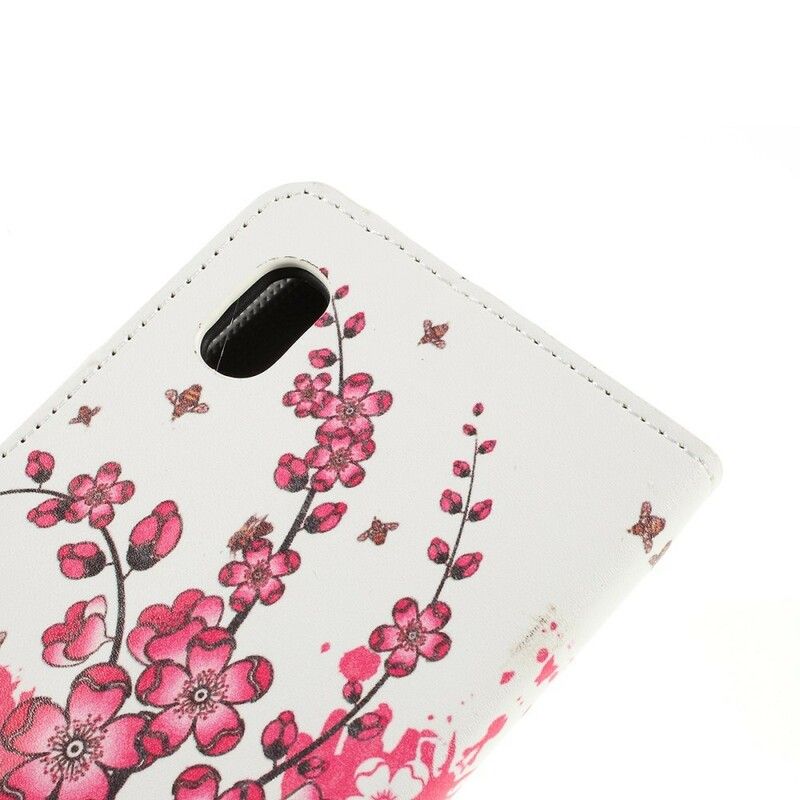 Læder Cover Samsung Galaxy A10 Tropiske Blomster