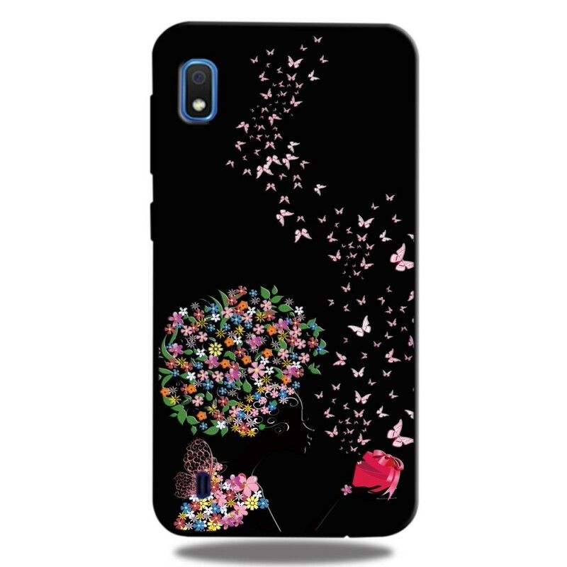 Mobilcover Samsung Galaxy A10 Kvinde Med Blomsterhoved