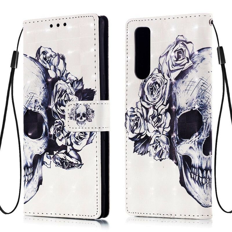 Flip Cover Sony Xperia 5 Blomsterskalle