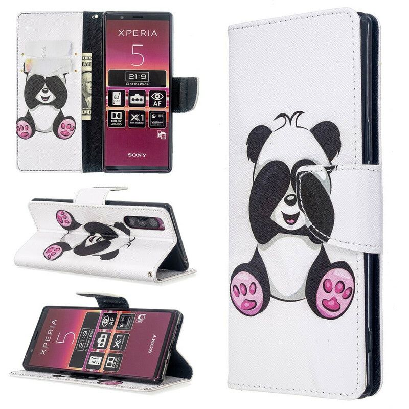 Flip Cover Sony Xperia 5 Panda Sjov