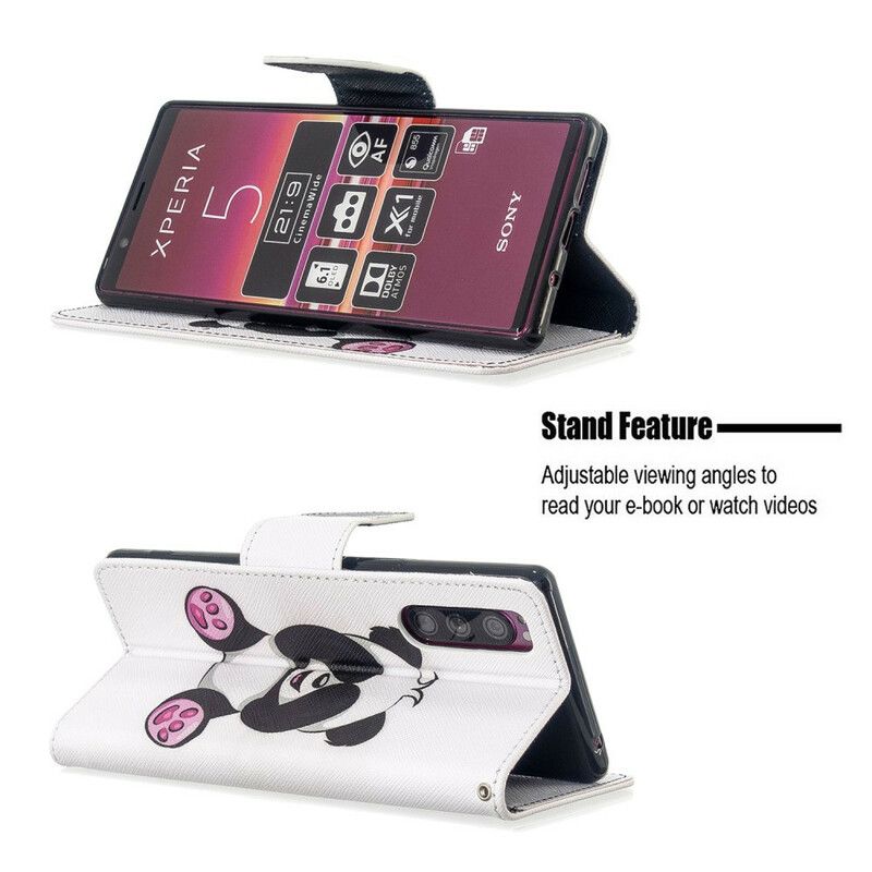 Flip Cover Sony Xperia 5 Panda Sjov