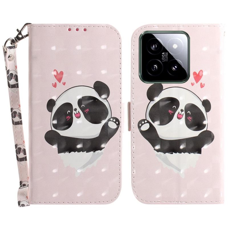 Flip Cover Til Xiaomi 14 Panda Love Med Rem