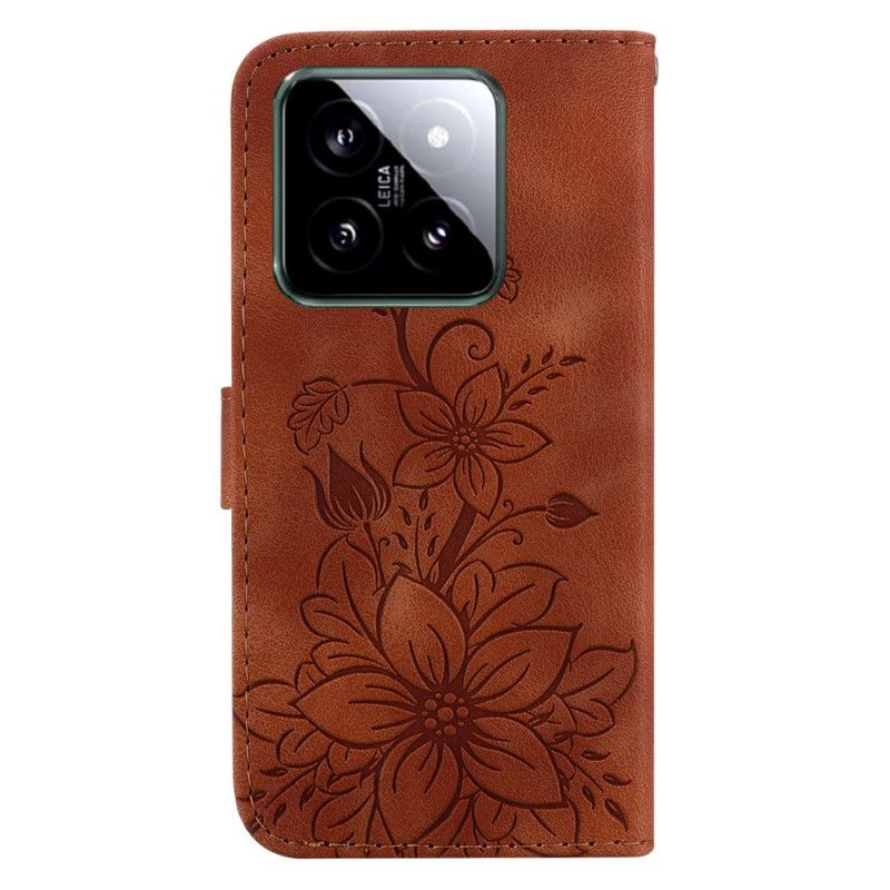 Flip Cover Xiaomi 14 Blomstermønster