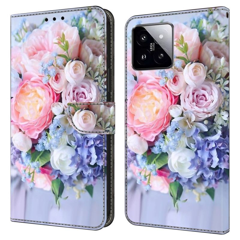 Flip Cover Xiaomi 14 Farverige Blomster