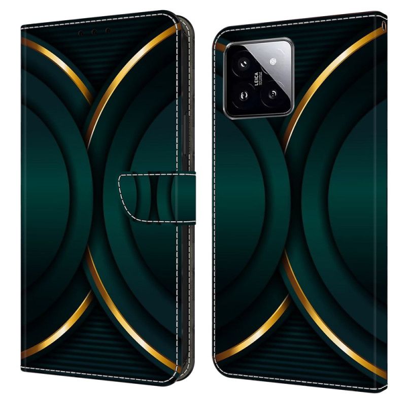 Læder Cover Xiaomi 14 Telefon Etui Gyldent Omrids