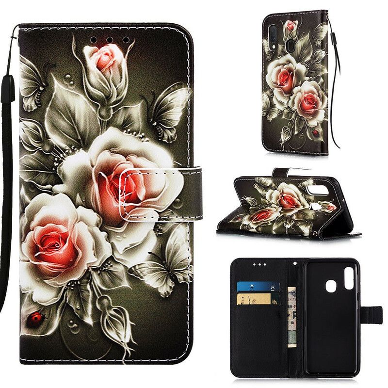 Flip Cover Samsung Galaxy A10e Gyldne Roser