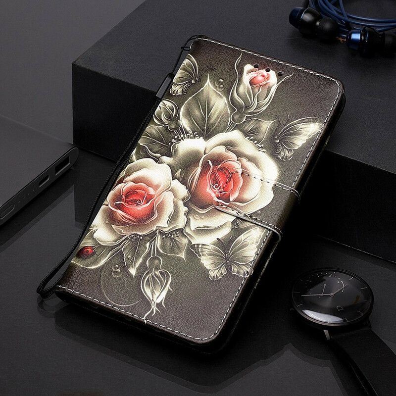 Flip Cover Samsung Galaxy A10e Gyldne Roser