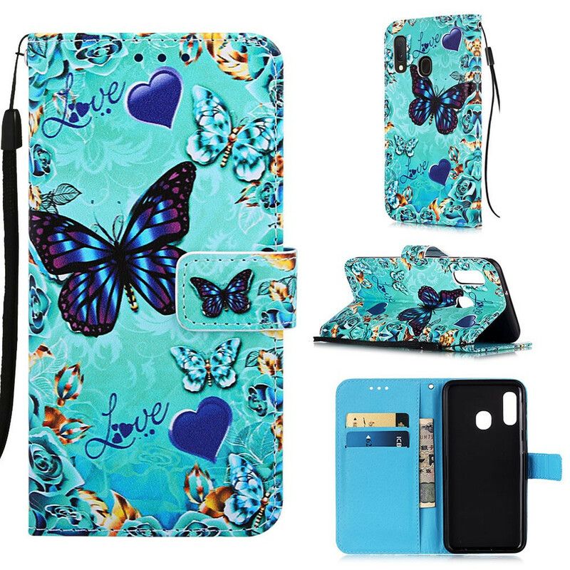 Flip Cover Samsung Galaxy A10e Gyldne Sommerfugle