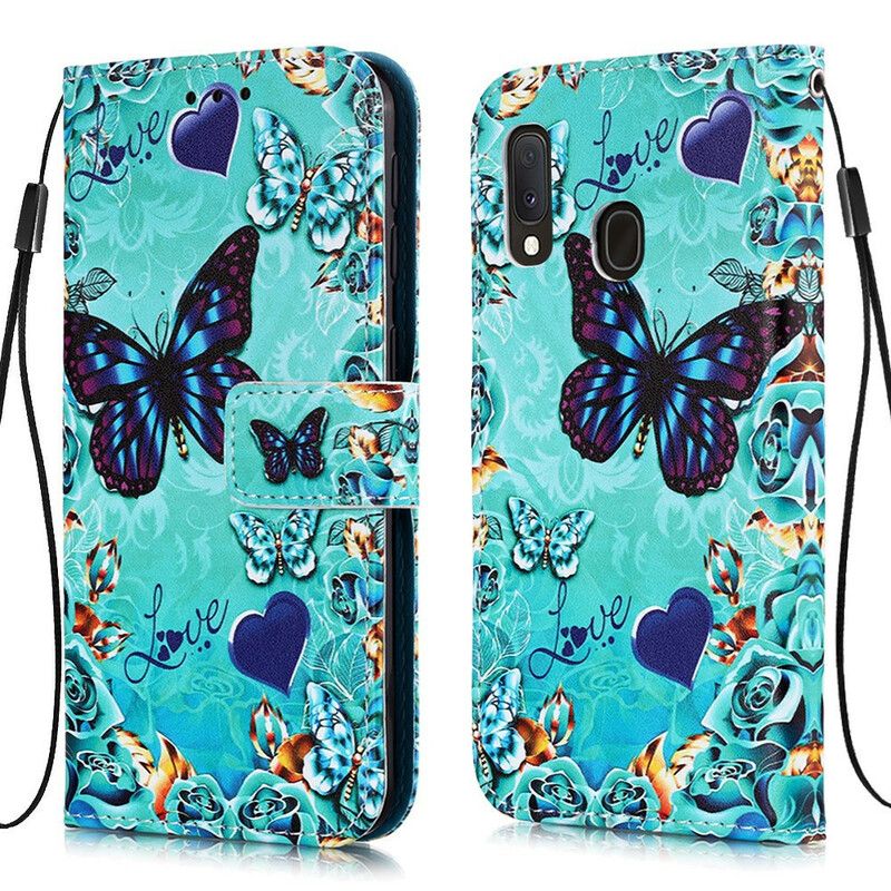 Flip Cover Samsung Galaxy A10e Gyldne Sommerfugle