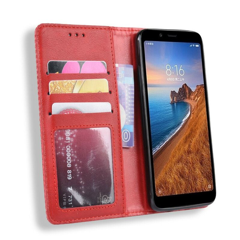 Cover Xiaomi Redmi 7A Flip Cover Vintage Stiliseret Lædereffekt