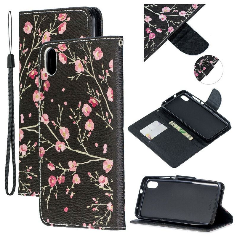 Flip Cover Xiaomi Redmi 7A Med Snor Blomsteropdagelse Med Rem