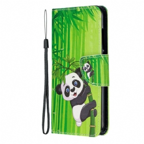 Flip Cover Xiaomi Redmi 7A Med Snor Panda På Bambusrem