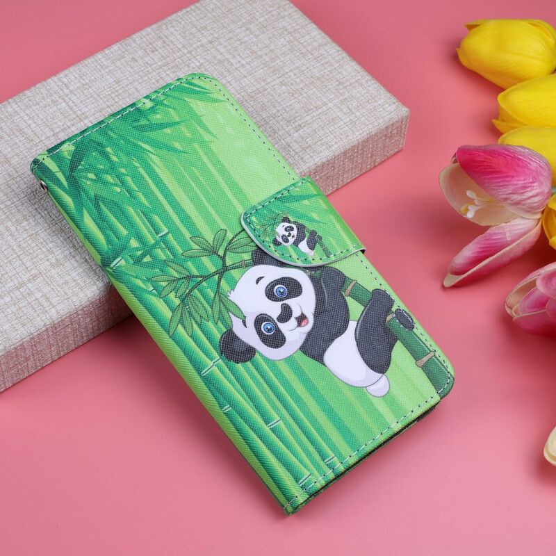 Flip Cover Xiaomi Redmi 7A Med Snor Panda På Bambusrem