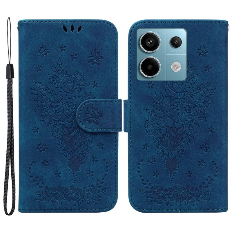 Flip Cover Til Xiaomi Redmi Note 13 Pro 5g Rosenmønster Med Rem