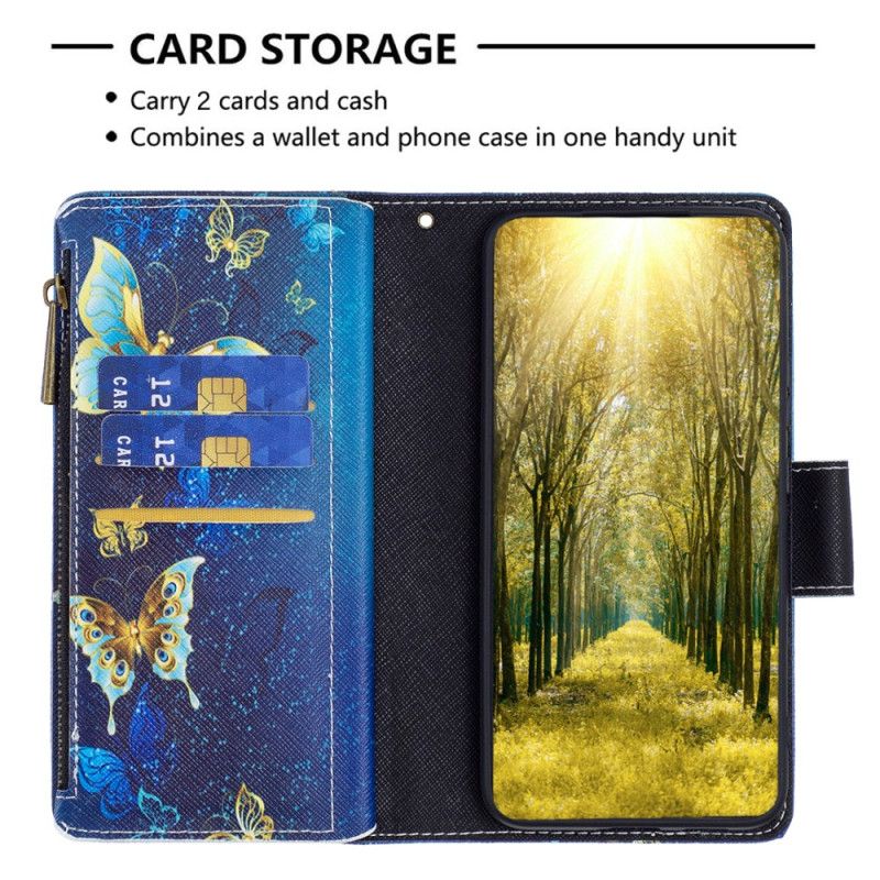 Læder Cover Xiaomi Redmi Note 13 Pro 5g Telefon Etui Guldsommerfugle Tegnebog