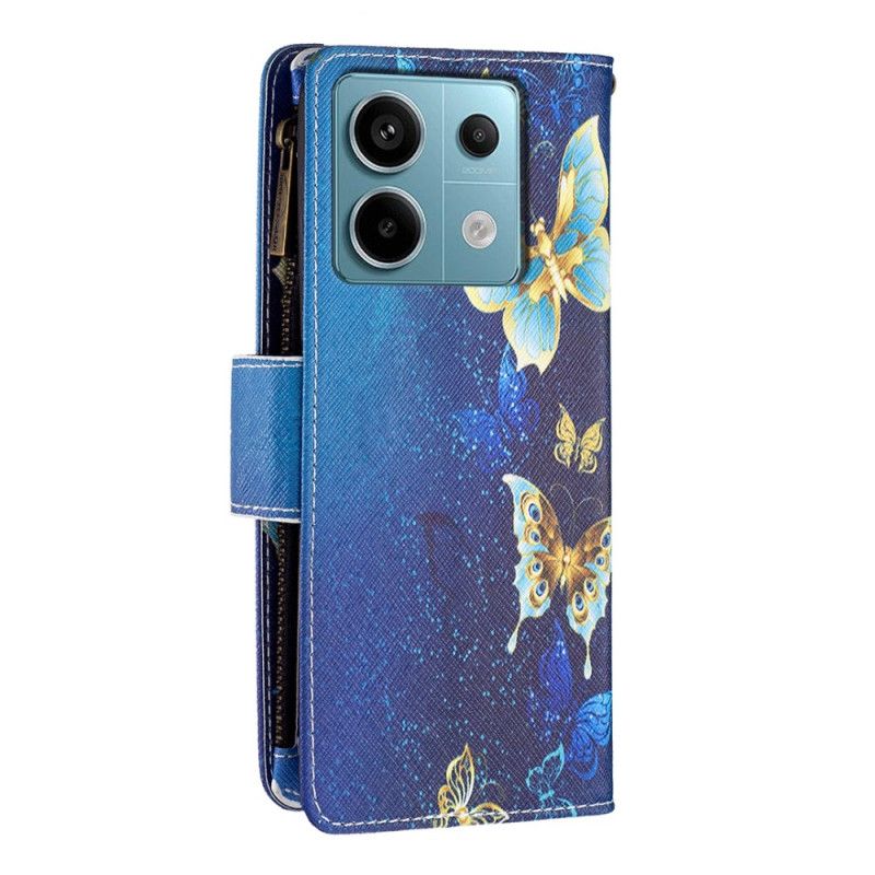 Læder Cover Xiaomi Redmi Note 13 Pro 5g Telefon Etui Guldsommerfugle Tegnebog