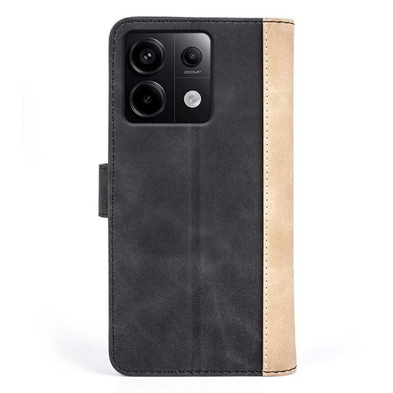 Læder Cover Xiaomi Redmi Note 13 Pro 5g Telefon Etui Tofarvet Design