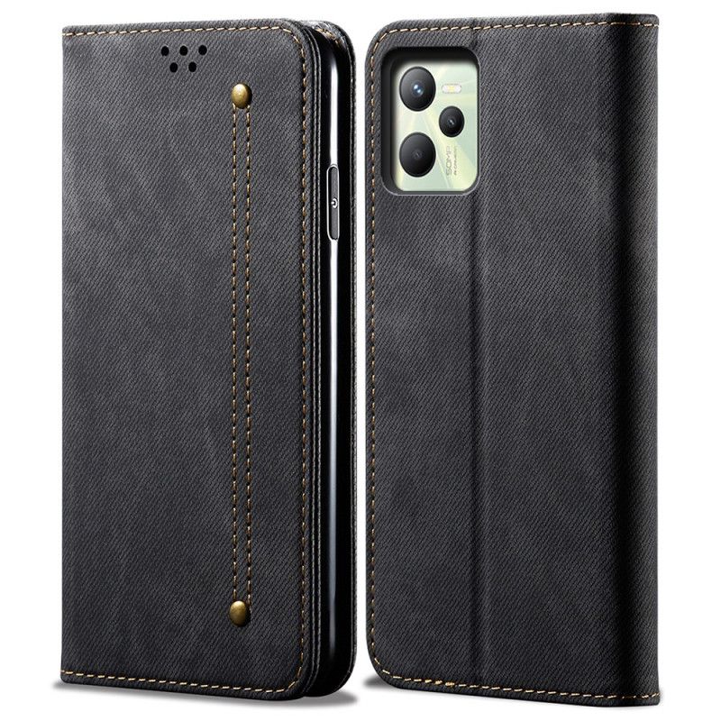 Cover Realme C35 Flip Cover Denim Tekstur