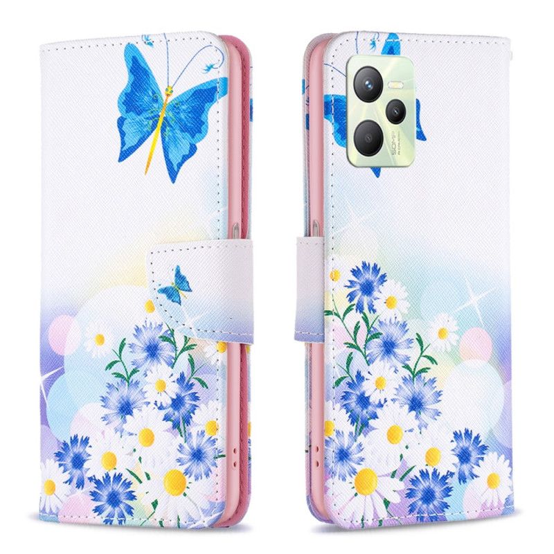 Flip Cover Realme C35 Blomster Sommerfugle