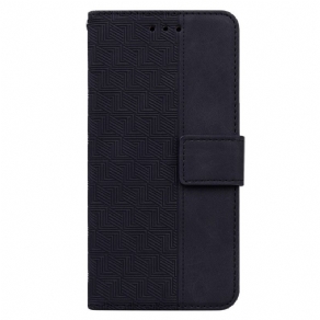 Flip Cover Realme C35 Med Snor Geometriske Strappy Mønstre