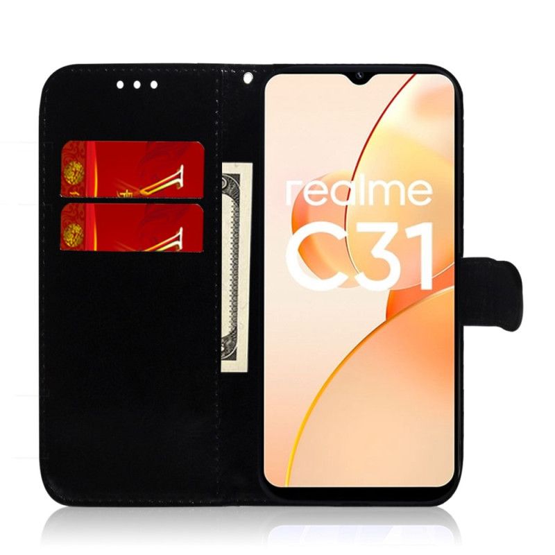 Flip Cover Realme C35 Med Snor Remspejleffekt