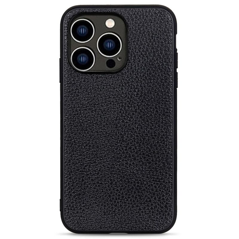 Cover iPhone 14 Pro Ægte Litchi Læder