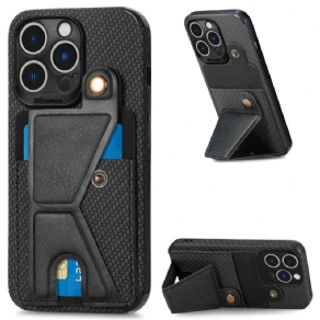 Cover iPhone 14 Pro Carbon Fiber Card Holder Support