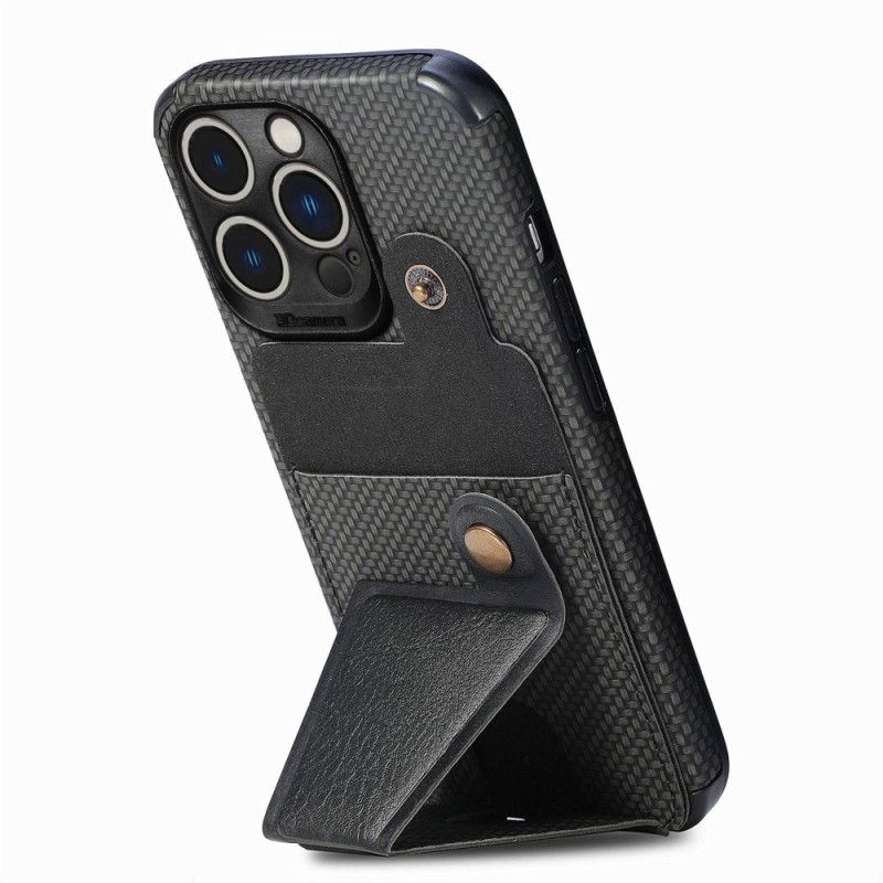 Cover iPhone 14 Pro Carbon Fiber Card Holder Support