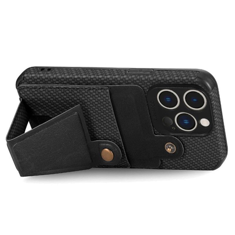 Cover iPhone 14 Pro Carbon Fiber Card Holder Support