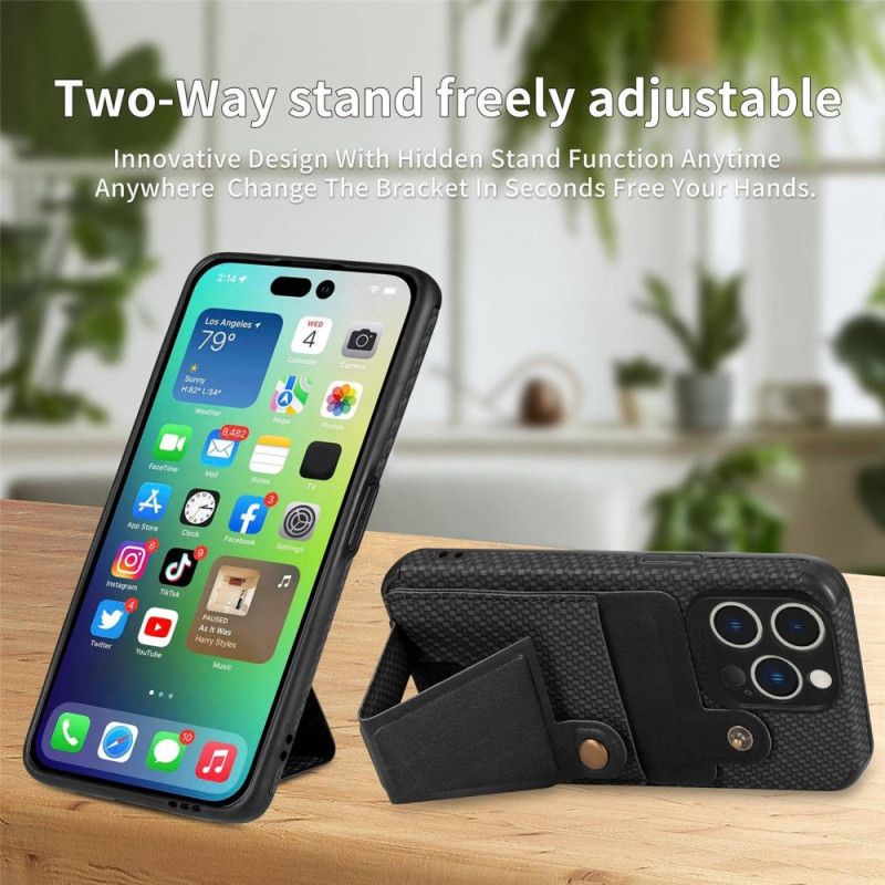 Cover iPhone 14 Pro Carbon Fiber Card Holder Support